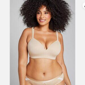 NEW Cacique Lane Bryant Womens Bra Simply Wire Free Full Coverage Bra 46D Beige